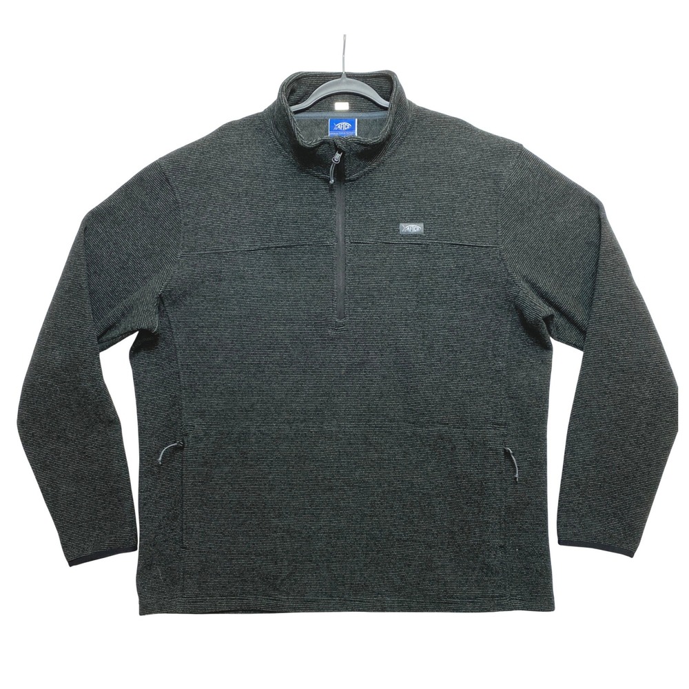 AFTCO Jacket Mens XXL Gray Black Quarter Zip Pullover Pockets Sentinel